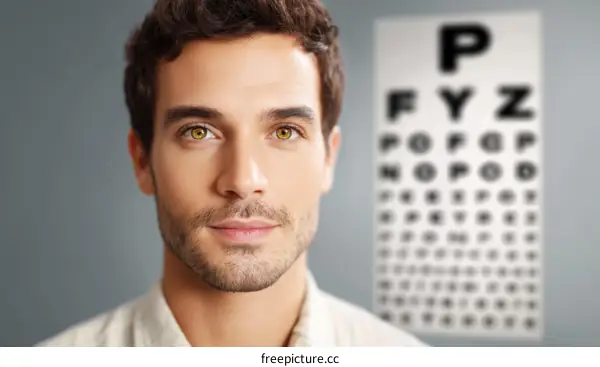 Close-up Caucasian Man Eye Exam Image