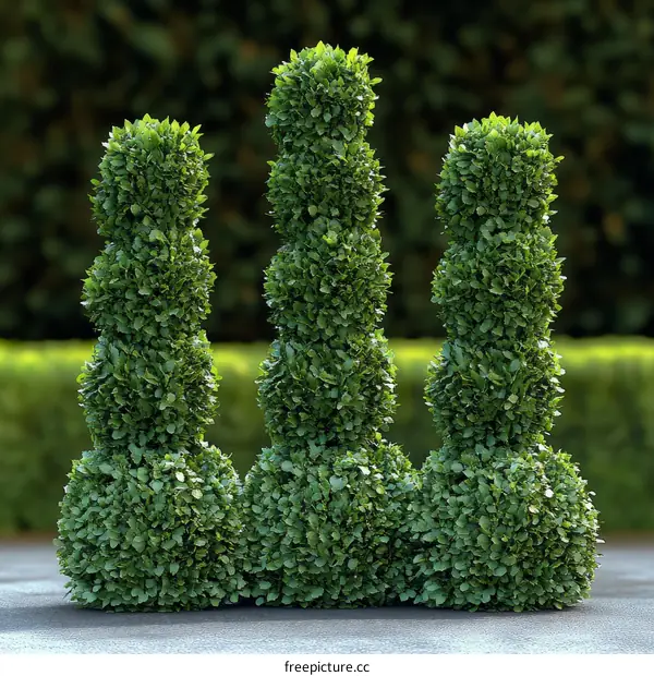 Ornamental  Green Hedges with Decorative Shapes