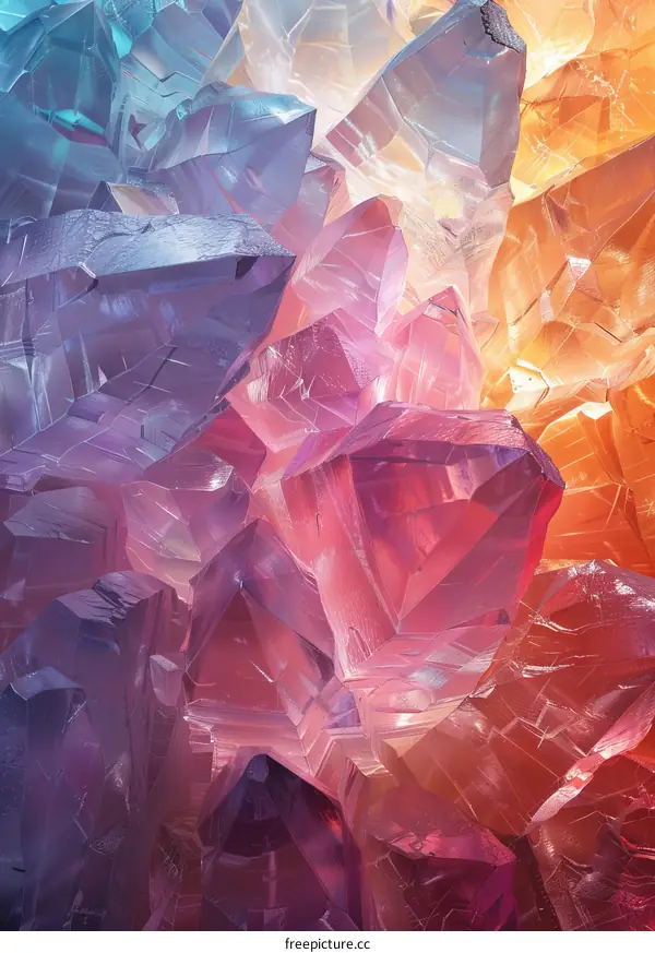 Colorful Crystal Cluster Close-up