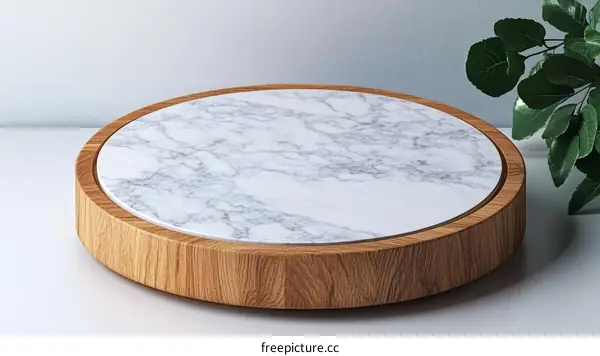 Modern Wooden Round Marble Display Platform