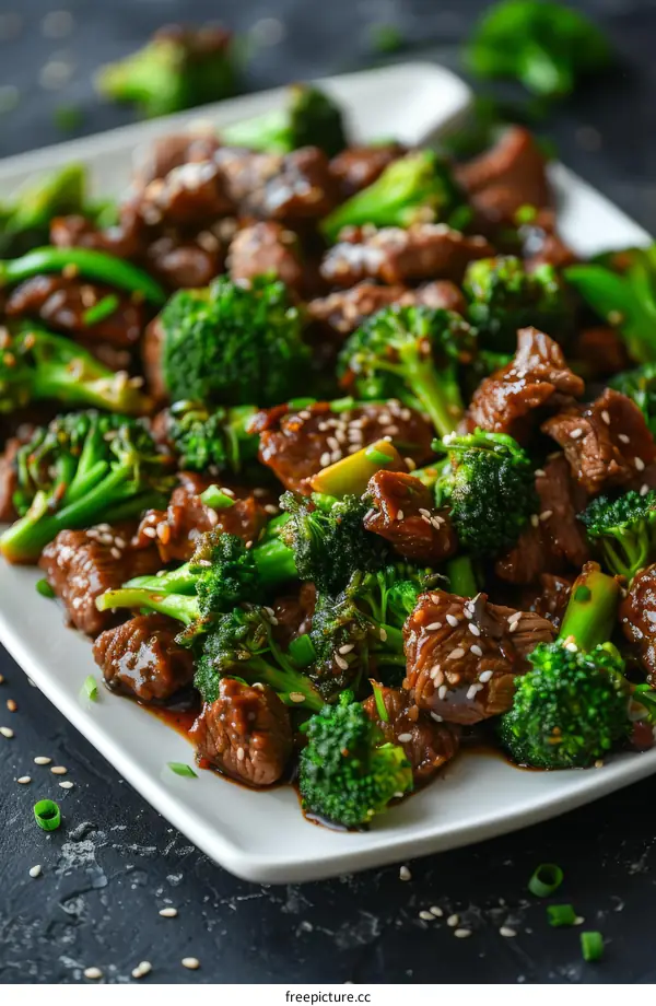 Stir-fried Beef with Broccoli and Sesame Seeds