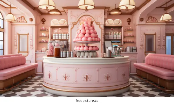 pink cafe interior design