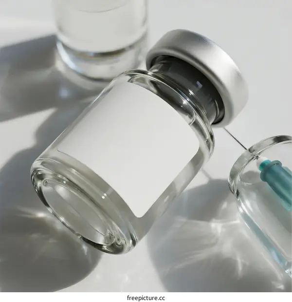 Glass Vials with Syringe and Water for Medical Injection