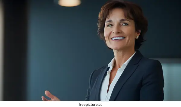 Smiling Businesswoman in Professional Attire