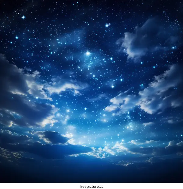 Starry Night Sky with Clouds