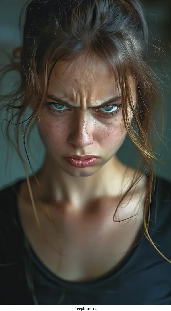 Close Up Portrait of an Angry Woman