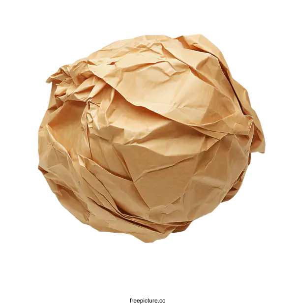 [Transparent Background PNG]Crumpled Brown Paper Ball on White Background