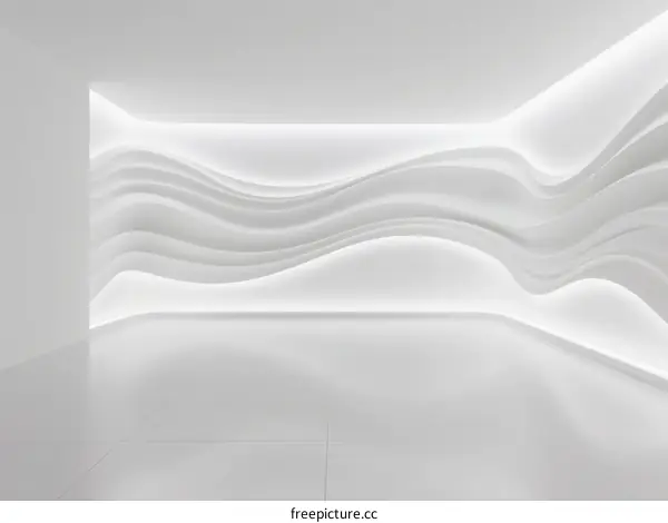 Modern Interior with Flowing Curved White Light Installation