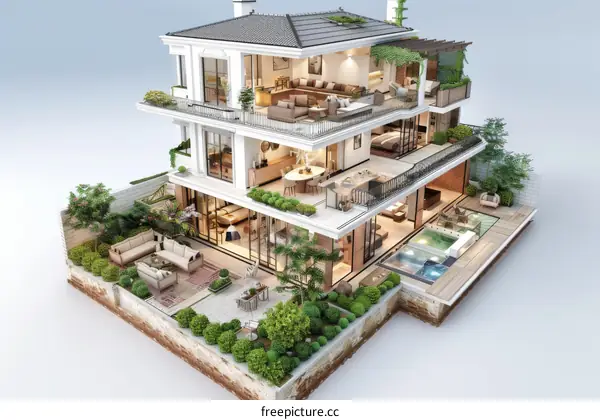 Luxury Modern House Design Illustration