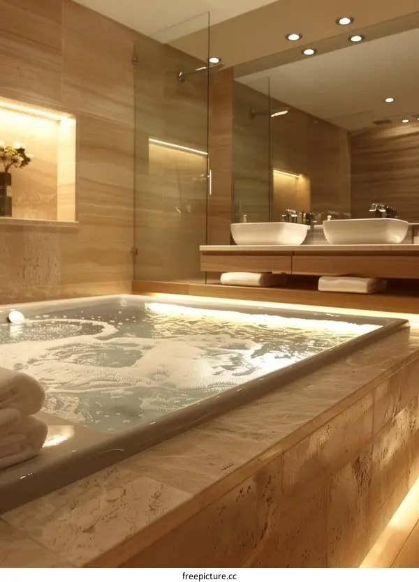 Modern Luxury Spa Bathroom with Jacuzzi