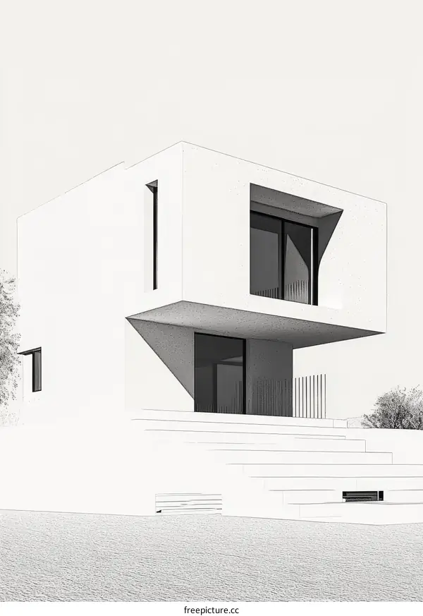 Modern Architectural Sketch of a Contemporary House