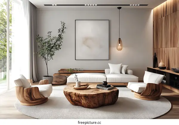 Modern Minimalist Wooden Living Room Interior Design