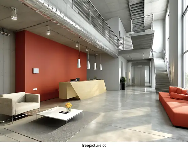 Modern Industrial Office Lobby Interior Design