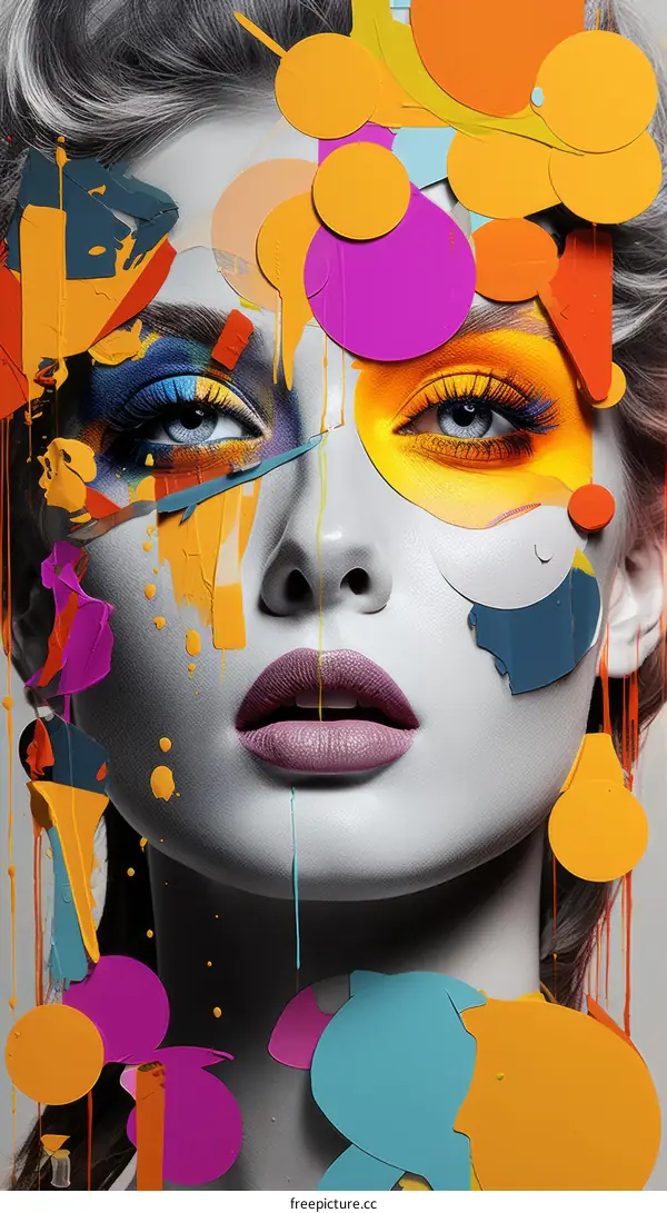 Colorful portrait of a woman with paint on her face