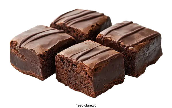 [Transparent Background PNG]Four Delicious Chocolate Brownies