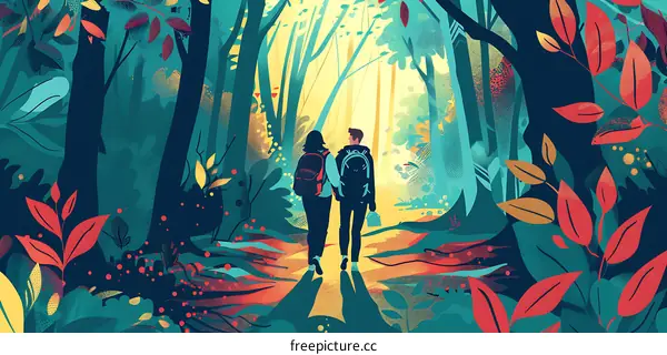 Couple Walking Through a Forest