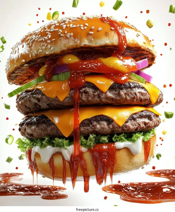 Delicious Double Cheeseburger in Artistic Style