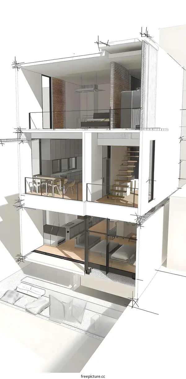 Modern House Architectural Design Sketch Illustration