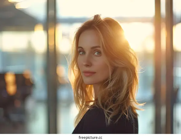 portrait of a beautiful blonde woman in the sunlight