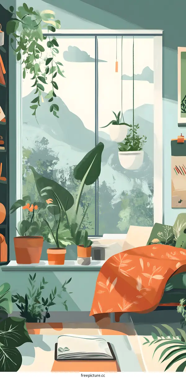 Cozy Green Houseplant Illustration