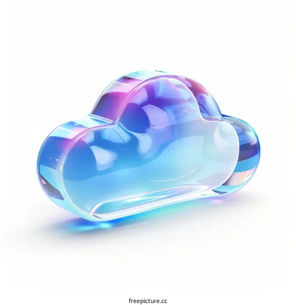 Glass Cloud Icon Illustration with Blue and Purple Hues