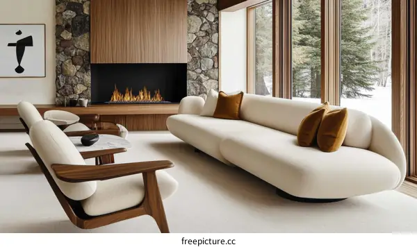 Modern Living Room with Fireplace and Sofa