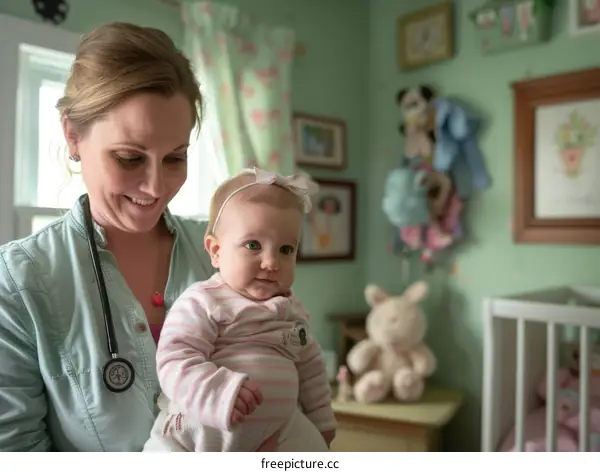 Pediatrician examining a baby