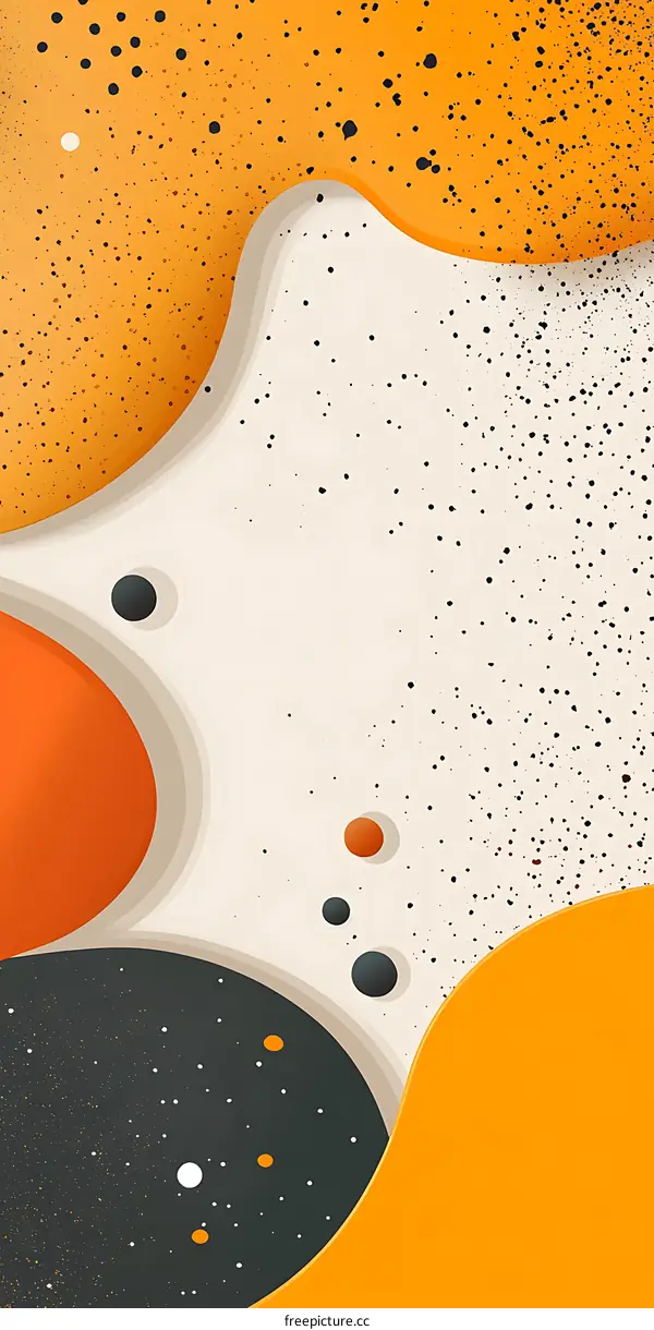 Abstract Orange Yellow Black and White Liquid Shapes Background