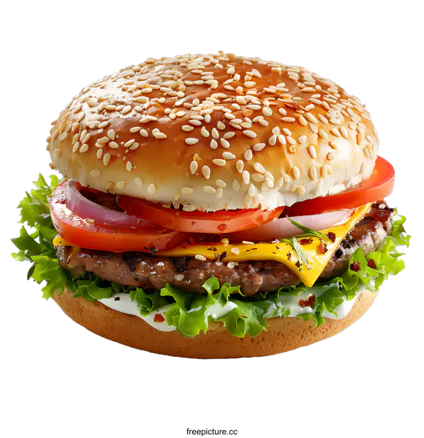 [Transparent Background PNG]Delicious cheeseburger isolated on white