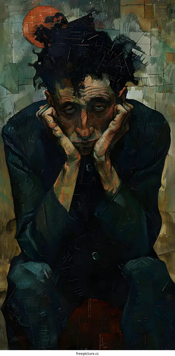 Portrait of a man with red sphere