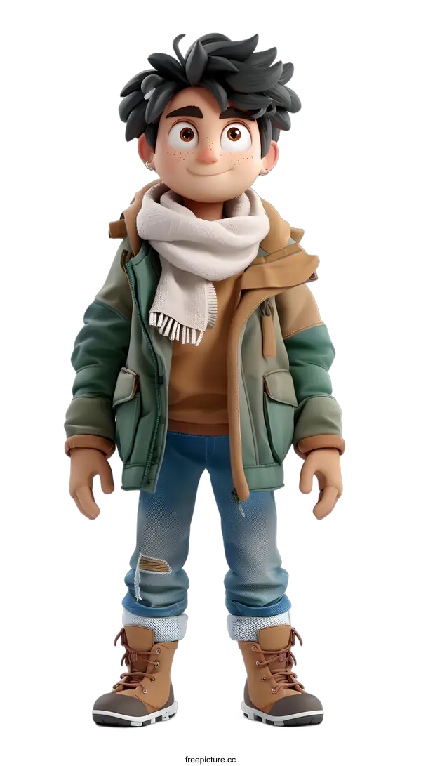 [Transparent Background PNG]Smiling Boy in Winter Clothes