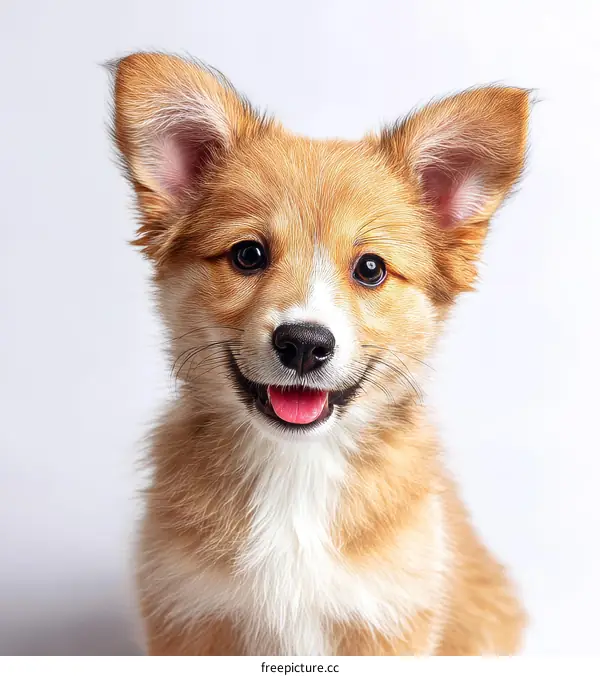 Adorable Puppy Portrait Against White Background