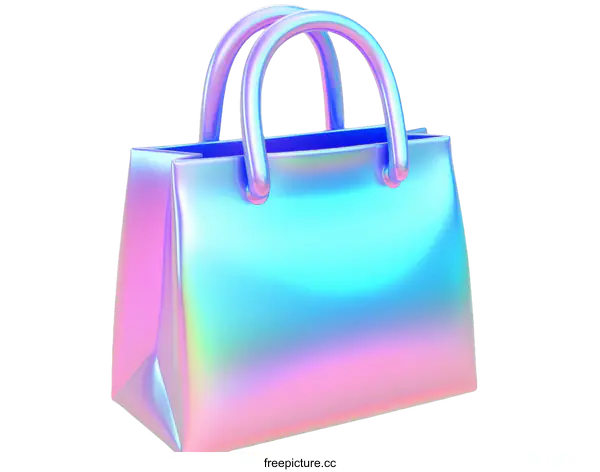 [Transparent Background PNG]Holographic Shopping Bag Design