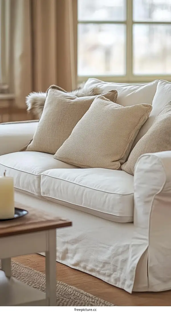 Cozy Cream Sofa in a Light Filled Room