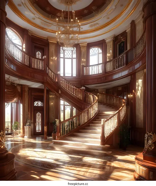 Grand Staircase in a Luxurious Mansion
