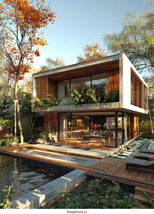 Modern, Minimalist House with Natural Elements and Pool
