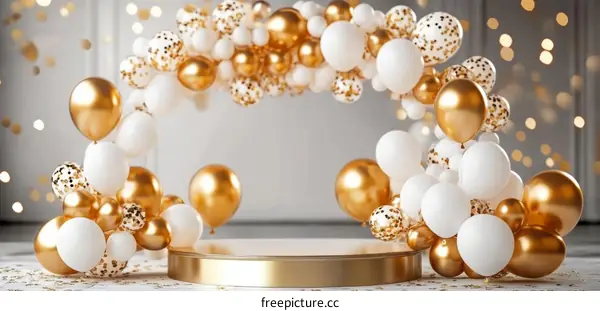 Luxury Gold and White Balloon Arch Decoration