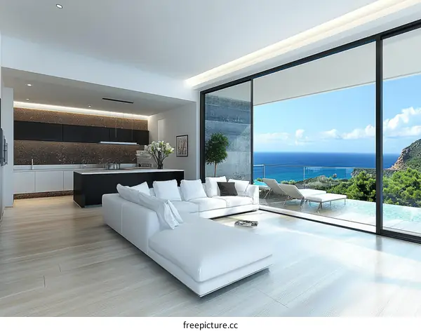 Modern Coastal Living Room with Ocean View
