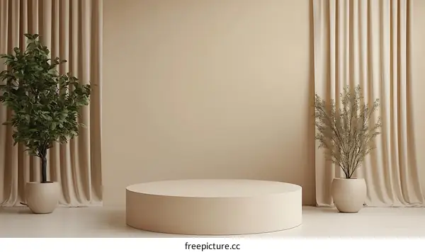 Beige Minimalist Empty Product Display Stand