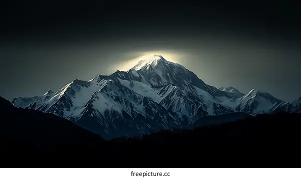 Majestic Mountain Peak Illuminated by Sunrise