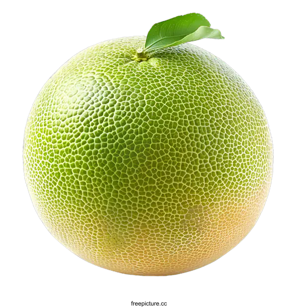 [Transparent Background PNG]Fresh Green Pomelo Fruit with Leaf