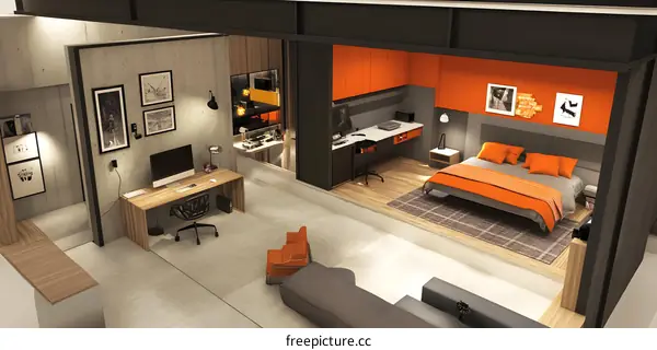 Modern Loft Apartment Interior Design with Open Floor Plan