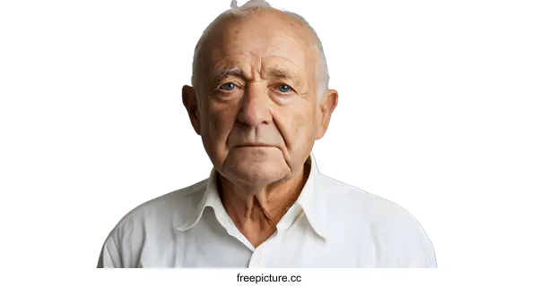 [Transparent Background PNG]Portrait of an elderly man with white hair and blue eyes