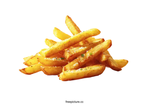 [Transparent Background PNG]Crispy French Fries Pile Close-up