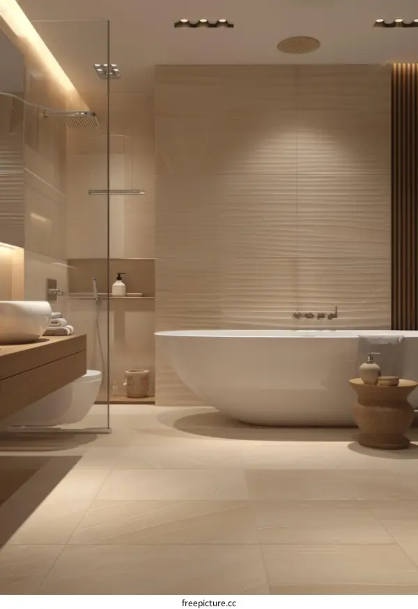 Modern Beige Bathroom Interior Design