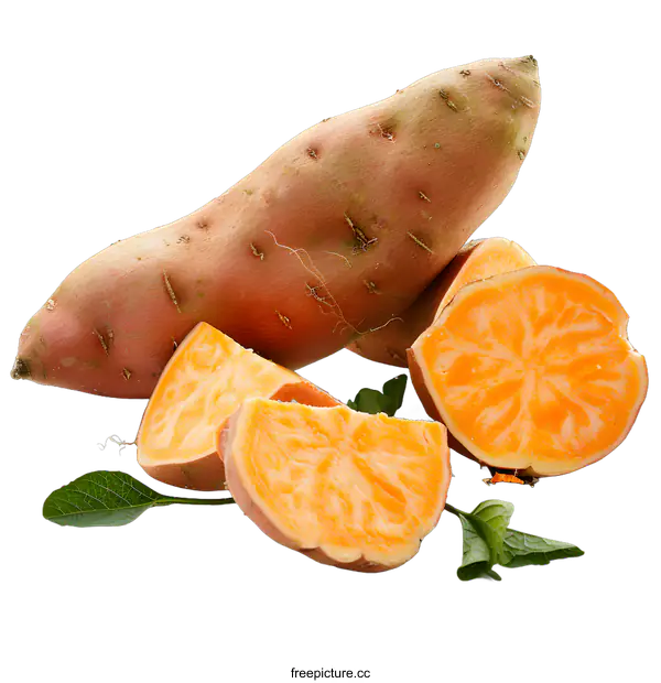 [Transparent Background PNG]Fresh Sweet Potatoes on White Background