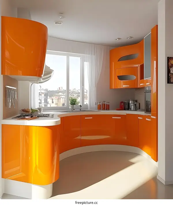 Modern Kitchen Design With Orange Cabinets