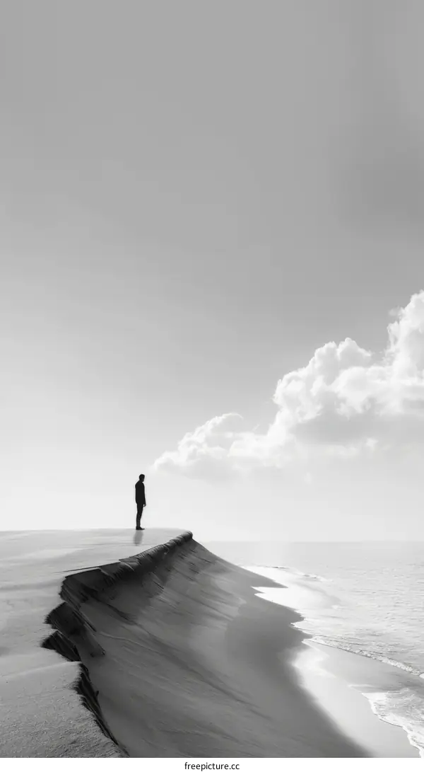 Solitude on the Cliff: Man Overlooking the Ocean