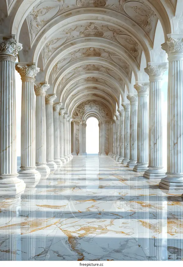 Grand Marble Corridor with Columns