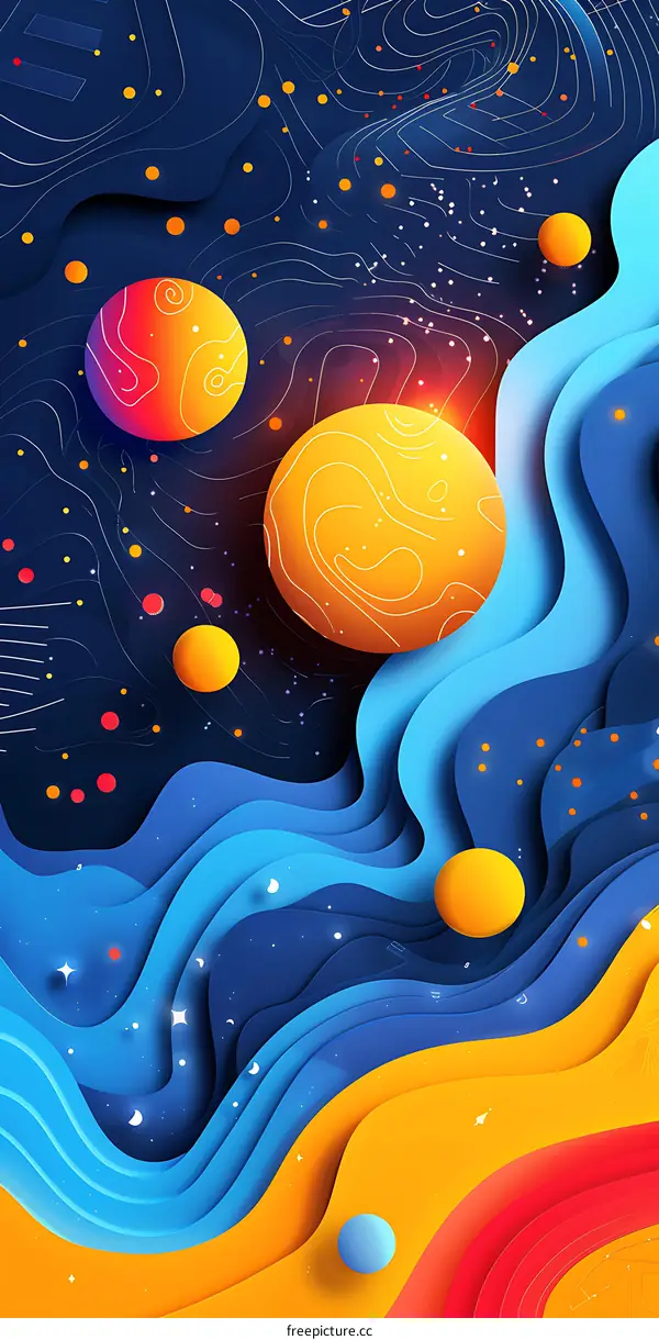 Abstract Paper Cut Style Galaxy Art Background
